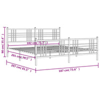 Bettgestell mit Kopf- und Fußteil Metall Weiß 180x200 cm