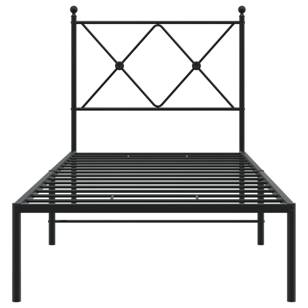 Bettgestell mit Kopfteil Metall Schwarz 75x190 cm