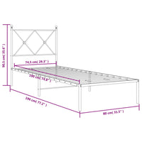 Bettgestell mit Kopfteil Metall Schwarz 75x190 cm