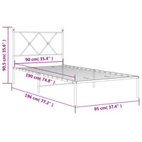 Bettgestell mit Kopfteil Metall Schwarz 90x190 cm