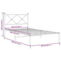 Bettgestell mit Kopfteil Metall Schwarz 100x190 cm