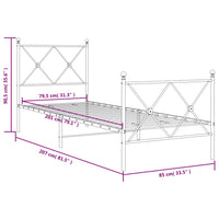 Bettgestell mit Kopf- und Fußteil Metall Schwarz 80x200 cm