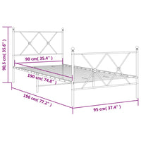 Bettgestell mit Kopf- und Fußteil Metall Schwarz 90x190 cm