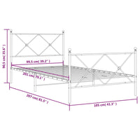 Bettgestell mit Kopf- und Fußteil Metall Schwarz 100x200 cm