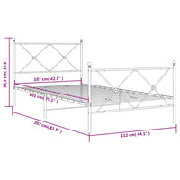 Bettgestell mit Kopf- und Fußteil Metall Schwarz 107x203 cm