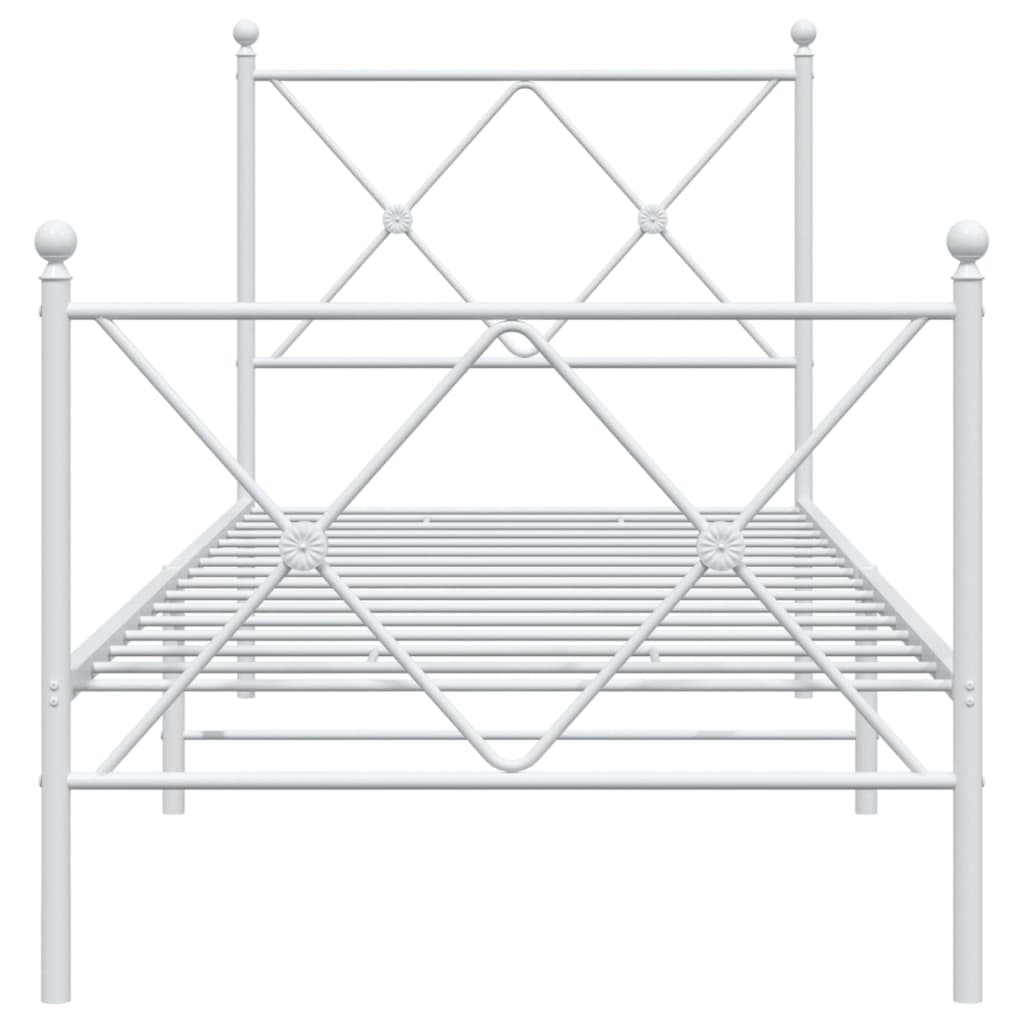 Bettgestell mit Kopf- und Fußteil Metall Weiß 75x190 cm