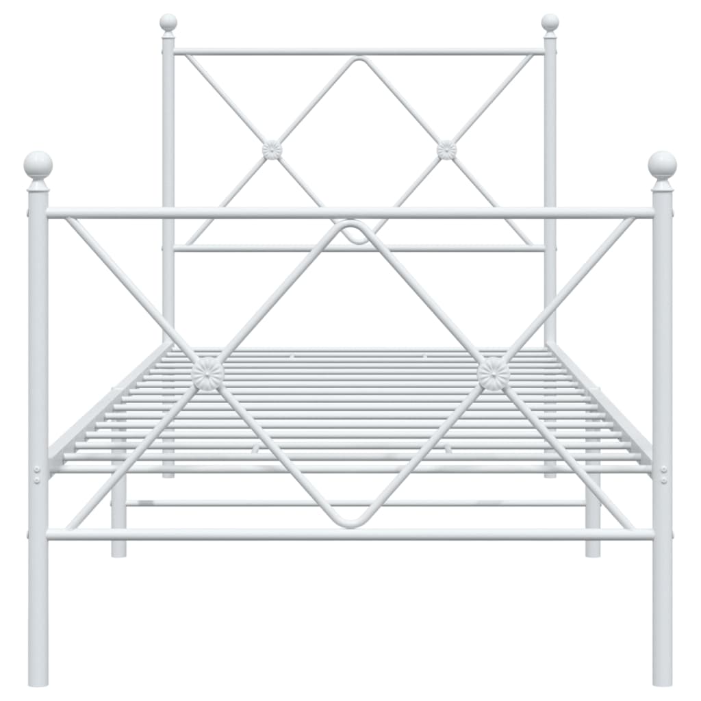 Bettgestell mit Kopf- und Fußteil Metall Weiß 80x200 cm