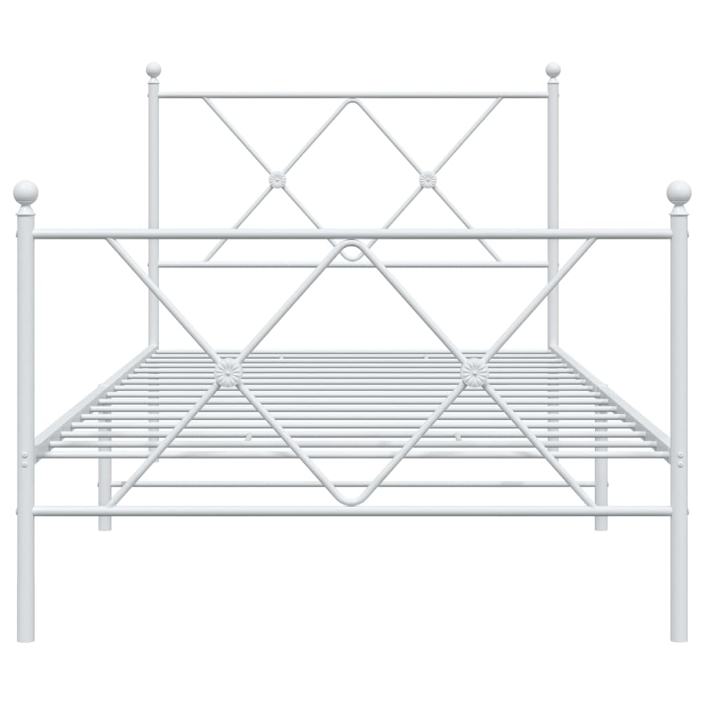 Bettgestell mit Kopf- und Fußteil Metall Weiß 90x190 cm