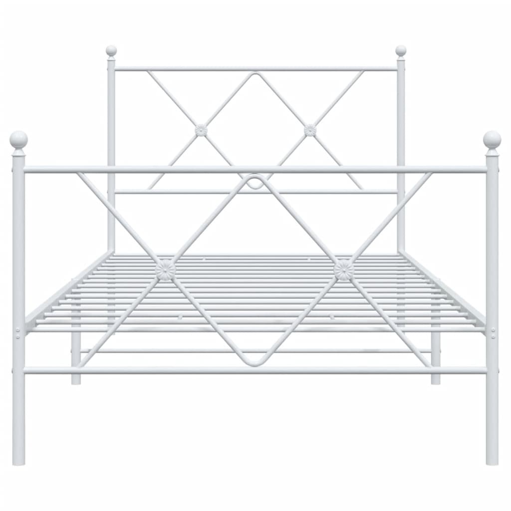 Bettgestell mit Kopf- und Fußteil Metall Weiß 90x200 cm