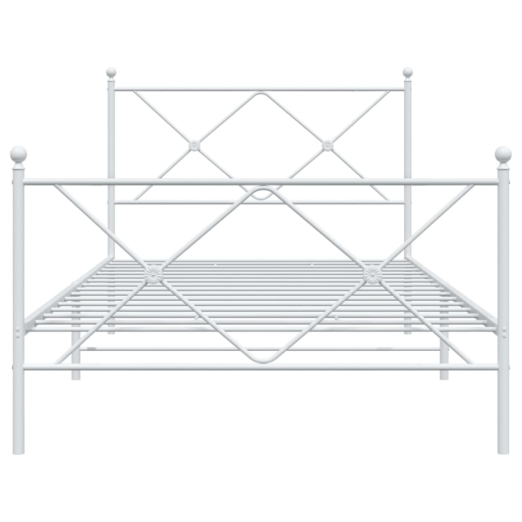 Bettgestell mit Kopf- und Fußteil Metall Weiß 100x190 cm