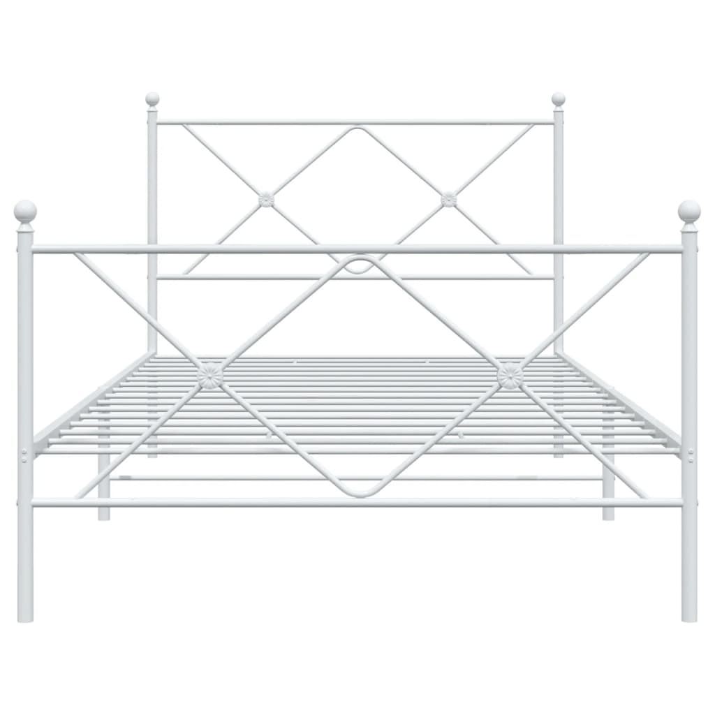 Bettgestell mit Kopf- und Fußteil Metall Weiß 107x203 cm