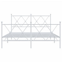 Bettgestell mit Kopf- und Fußteil Metall Weiß 137x190 cm