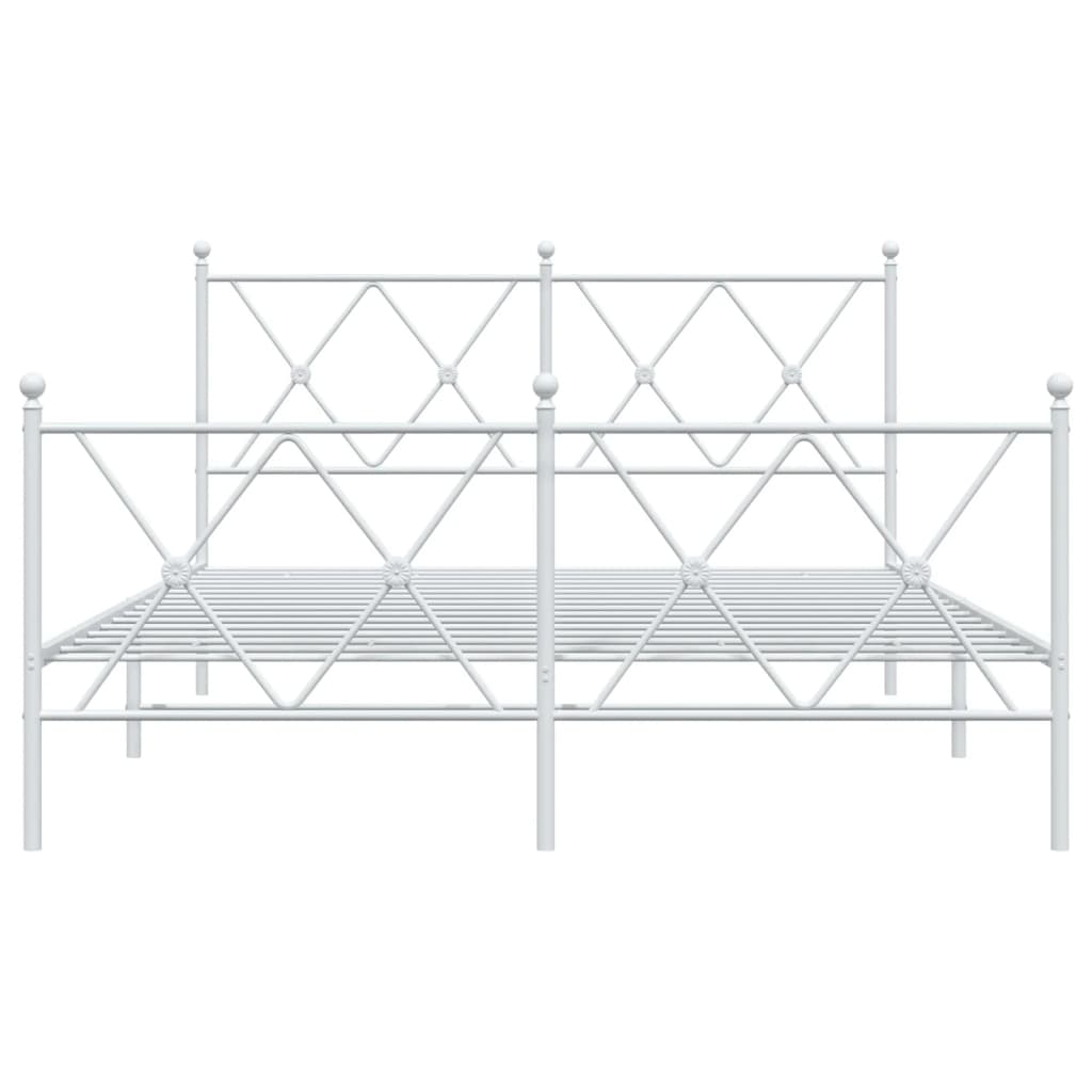 Bettgestell mit Kopf- und Fußteil Metall Weiß 140x190 cm