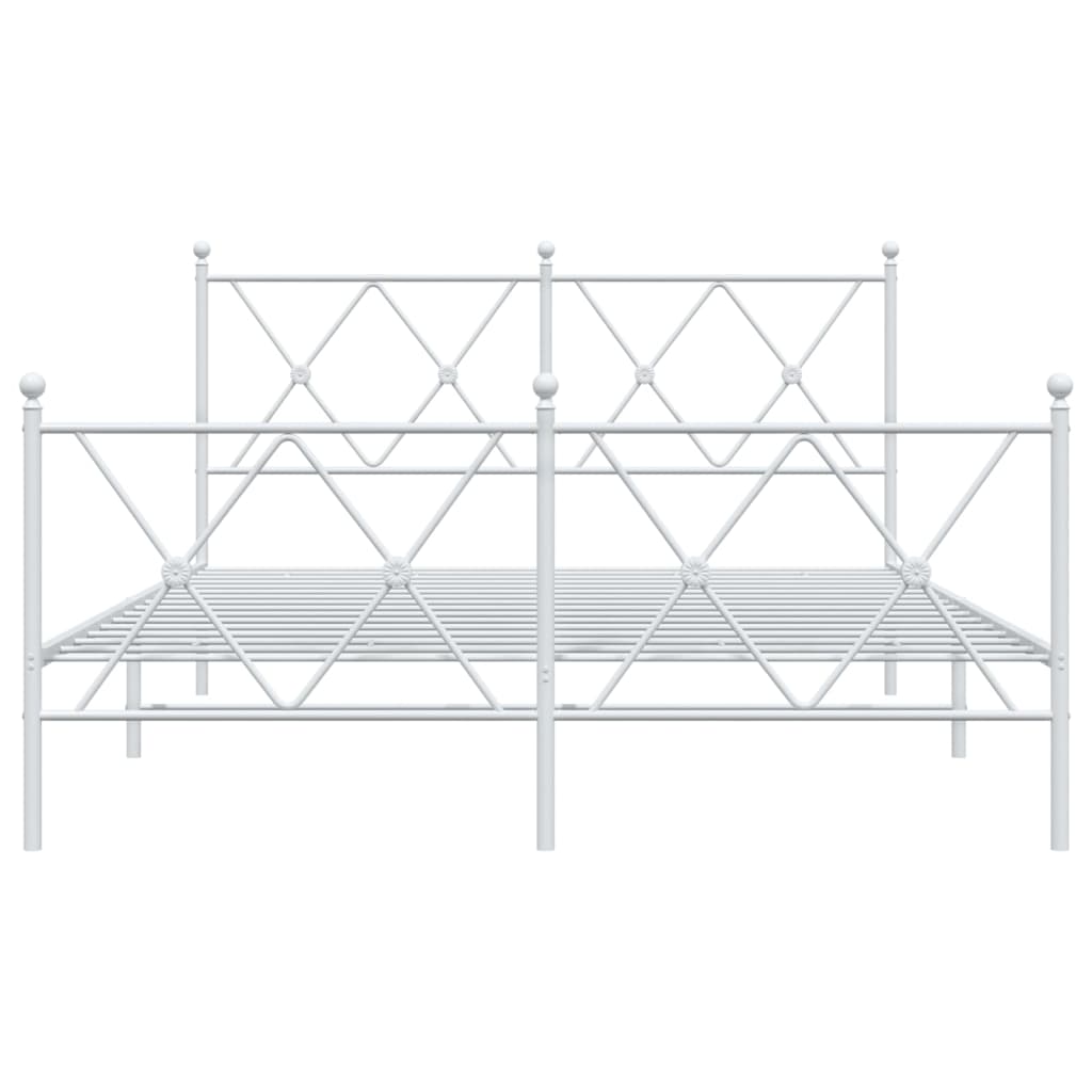 Bettgestell mit Kopf- und Fußteil Metall Weiß 140x200 cm