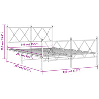 Bettgestell mit Kopf- und Fußteil Metall Weiß 140x200 cm