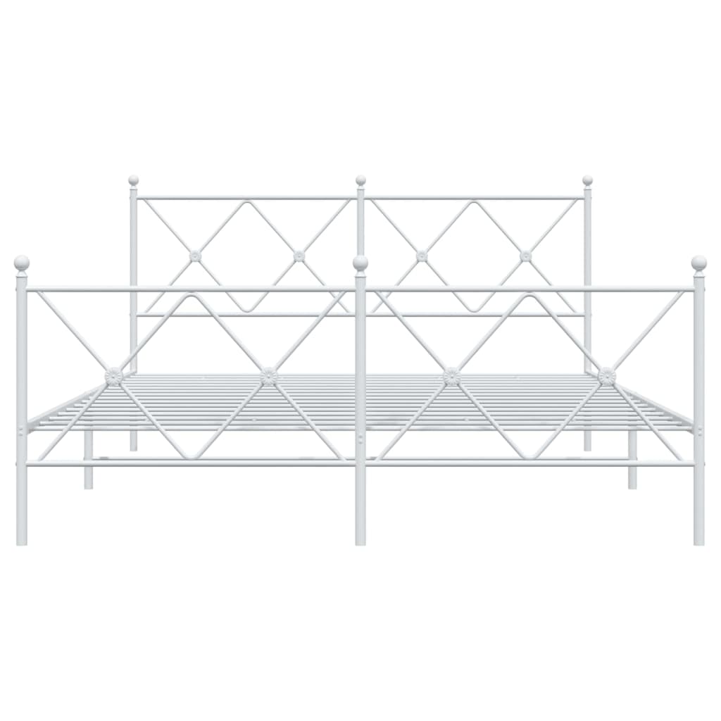 Bettgestell mit Kopf- und Fußteil Metall Weiß 150x200 cm