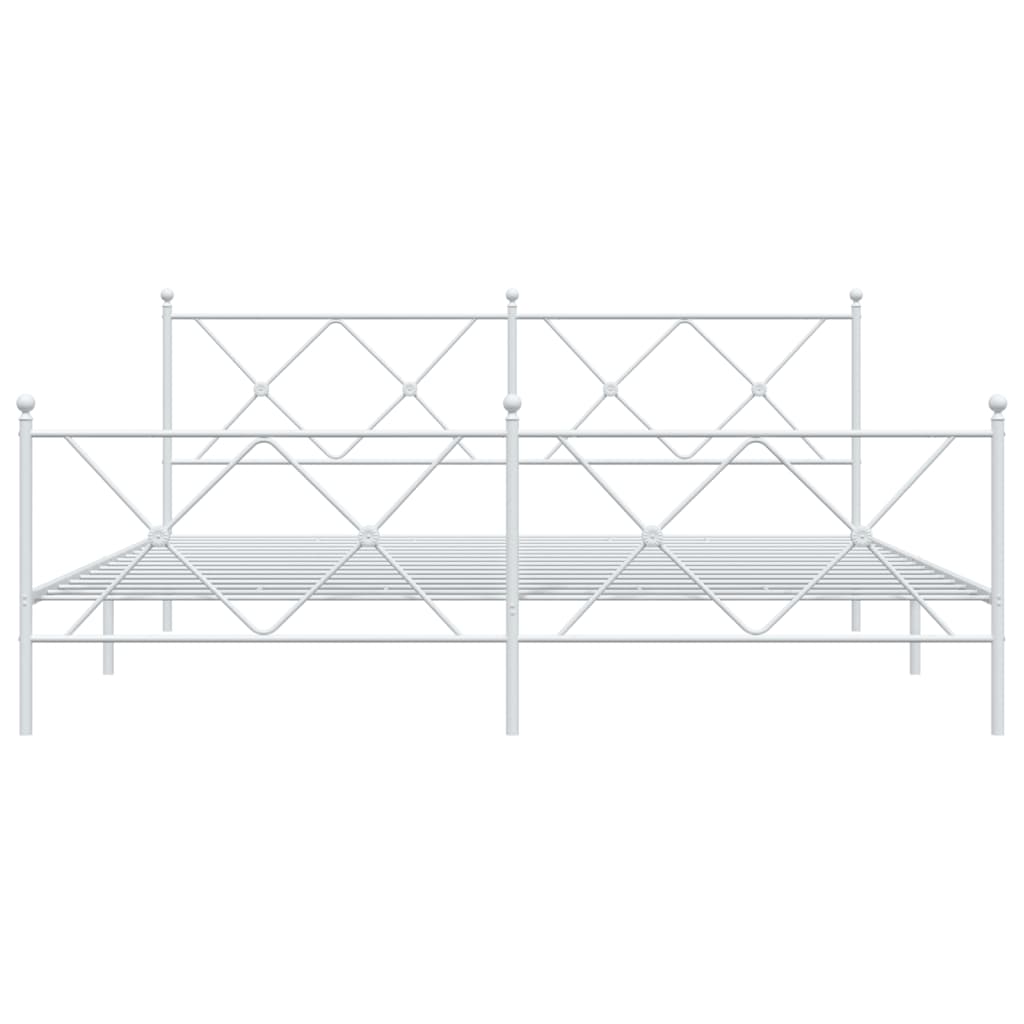 Bettgestell mit Kopf- und Fußteil Metall Weiß 180x200 cm