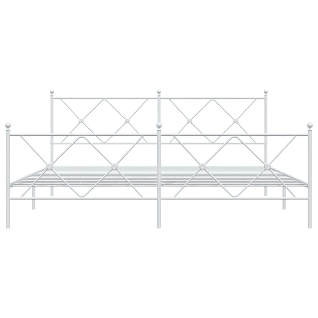 Bettgestell mit Kopf- und Fußteil Metall Weiß 183x213 cm