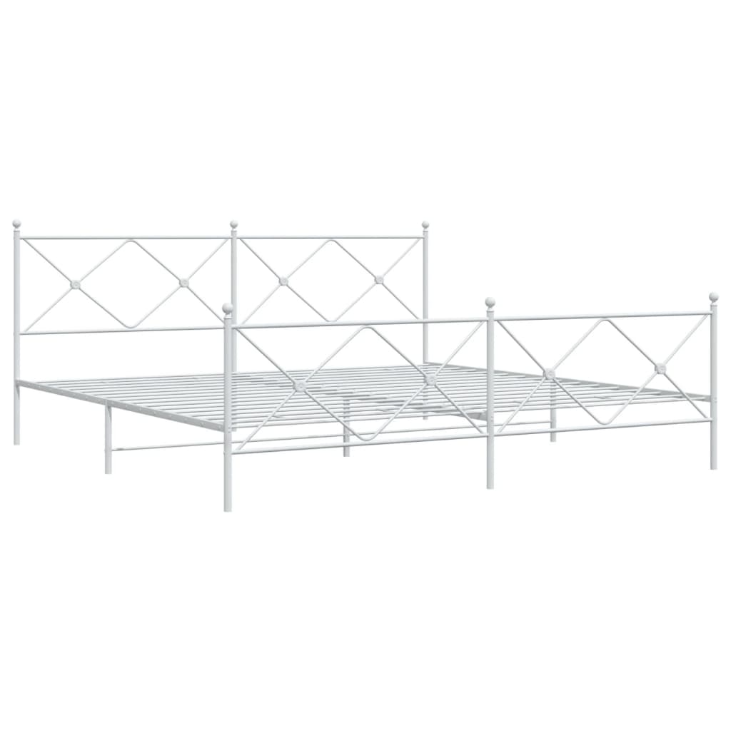 Bettgestell mit Kopf- und Fußteil Metall Weiß 200x200 cm