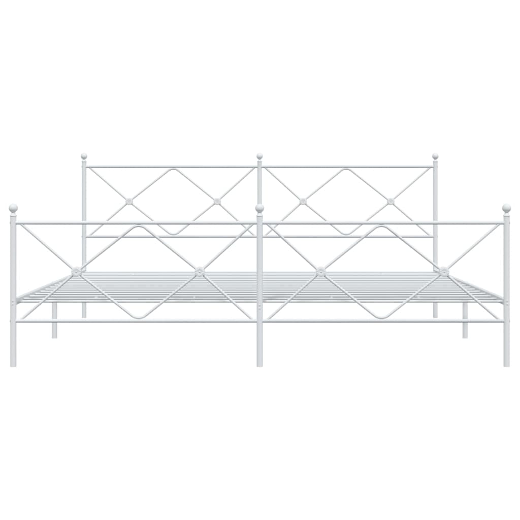 Bettgestell mit Kopf- und Fußteil Metall Weiß 200x200 cm