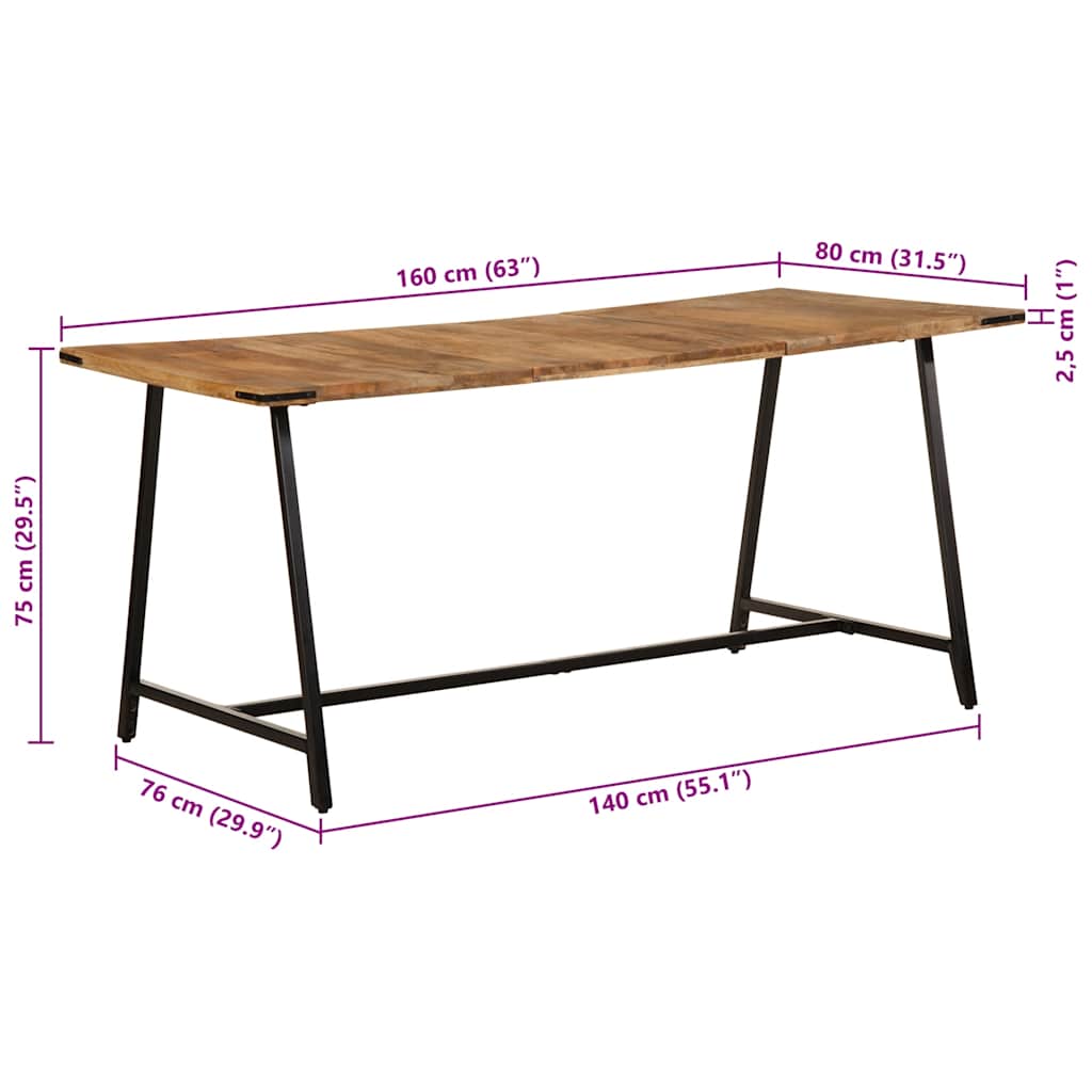 Esstisch 160x80x75 cm Massivholz Mango