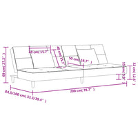 Schlafsofa 2-Sitzer mit 2 Kissen Hellgrau Stoff