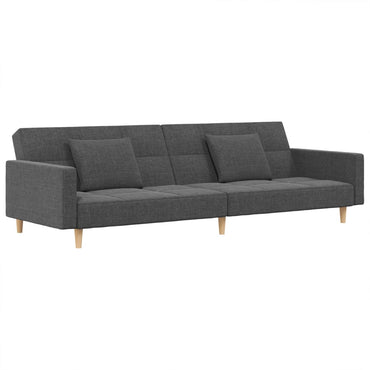 Schlafsofa 2-Sitzer mit 2 Kissen Hellgrau Stoff