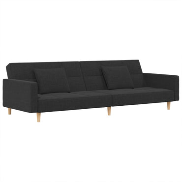 Schlafsofa 2-Sitzer mit 2 Kissen Dunkelgrau Stoff