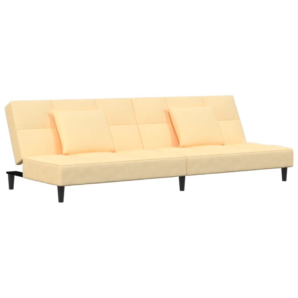 Schlafsofa 2-Sitzer mit 2 Kissen Creme Samt