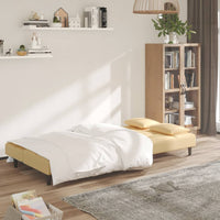 Schlafsofa 2-Sitzer mit 2 Kissen Creme Samt