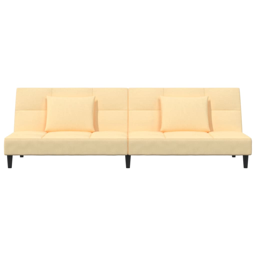 Schlafsofa 2-Sitzer mit 2 Kissen Creme Samt