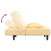 Schlafsofa 2-Sitzer mit 2 Kissen Creme Samt