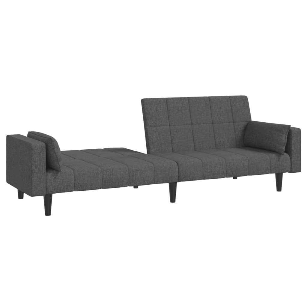 Schlafsofa 2-Sitzer mit 2 Kissen Dunkelgrau Stoff