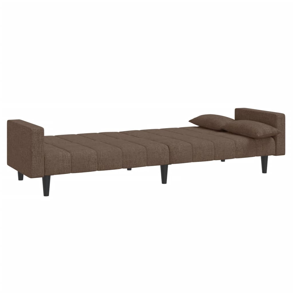 Schlafsofa 2-Sitzer mit 2 Kissen Taupe Stoff