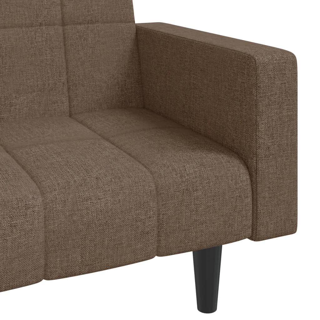 Schlafsofa 2-Sitzer mit 2 Kissen Taupe Stoff