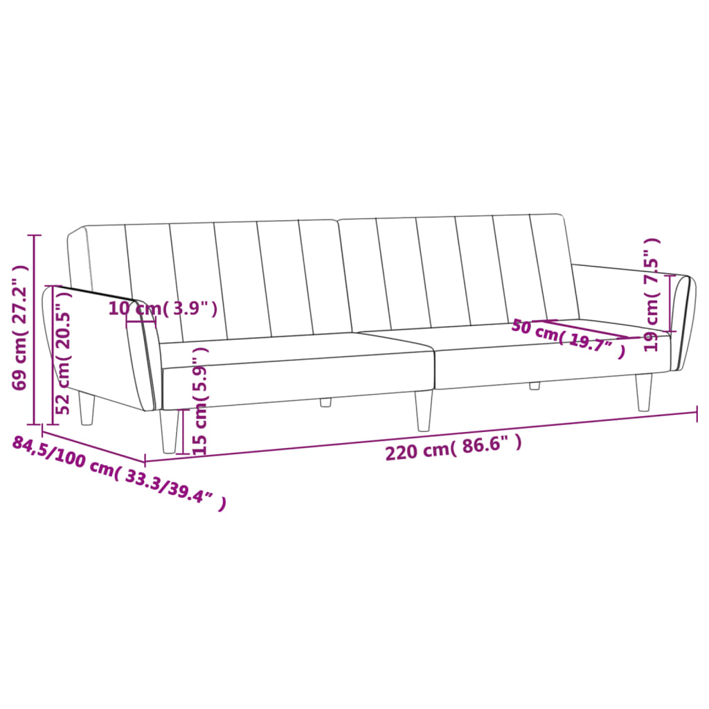 Schlafsofa 2-Sitzer Creme Stoff