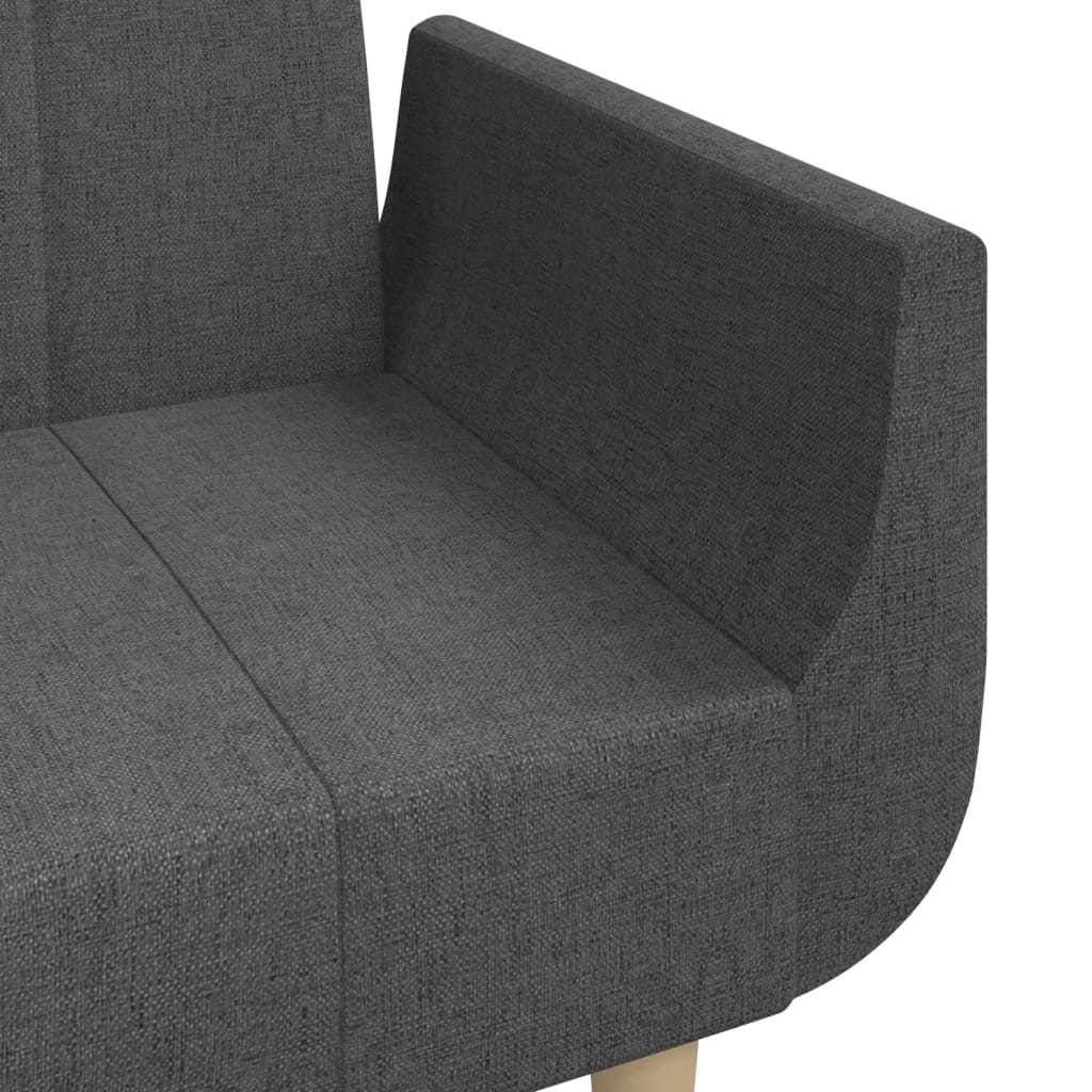 Schlafsofa 2-Sitzer mit 2 Kissen Dunkelgrau Stoff