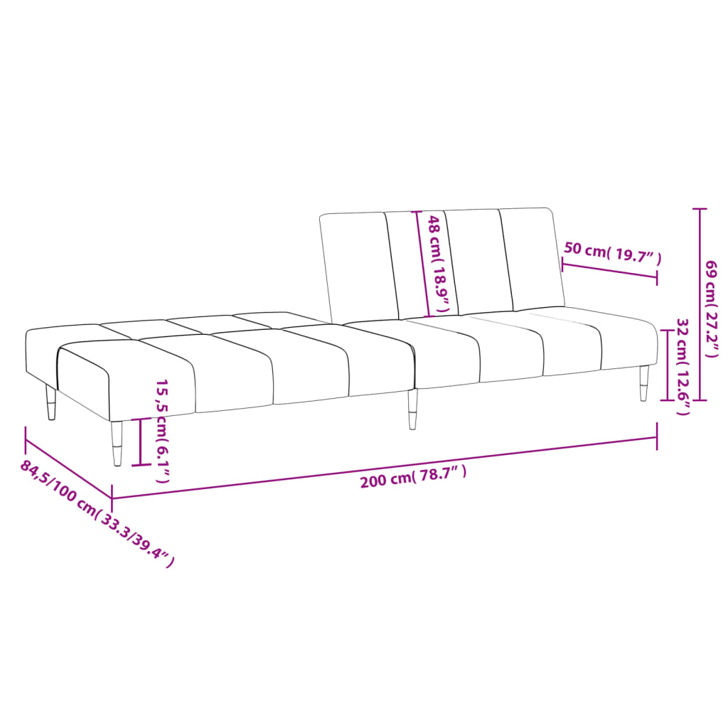 Schlafsofa 2-Sitzer Dunkelgrau Samt