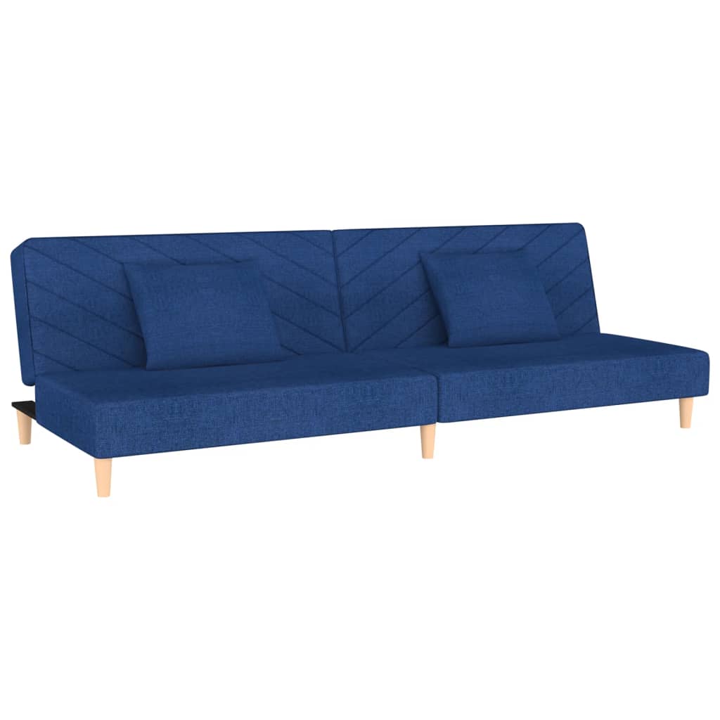 Schlafsofa 2-Sitzer mit 2 Kissen Blau Stoff