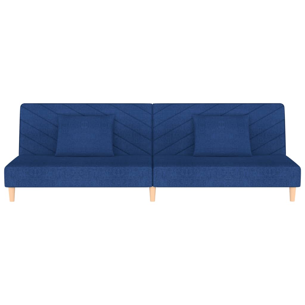 Schlafsofa 2-Sitzer mit 2 Kissen Blau Stoff