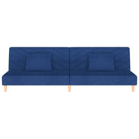 Schlafsofa 2-Sitzer mit 2 Kissen Blau Stoff