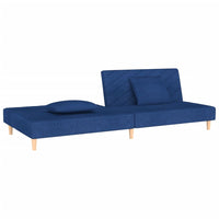 Schlafsofa 2-Sitzer mit 2 Kissen Blau Stoff