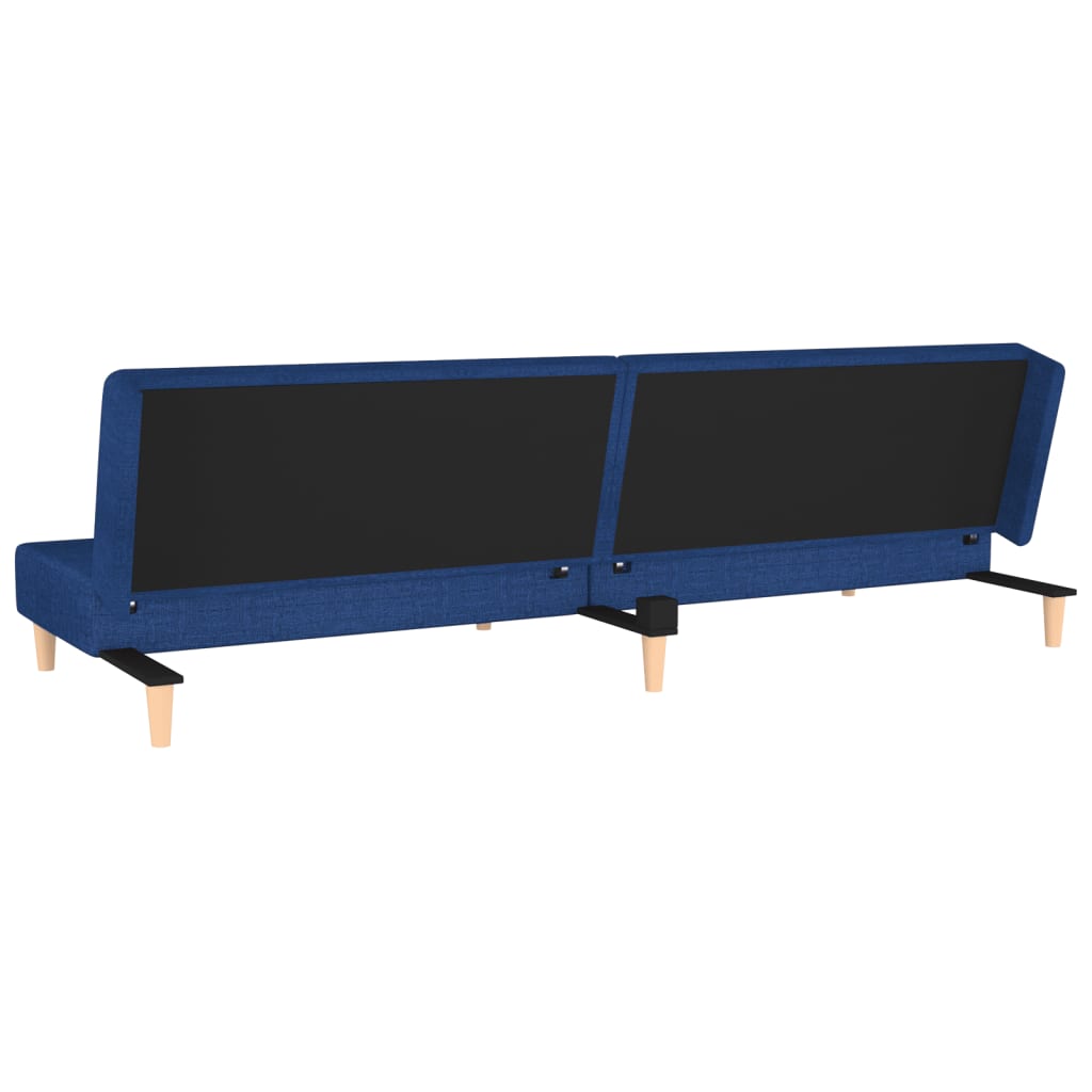 Schlafsofa 2-Sitzer mit 2 Kissen Blau Stoff