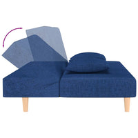 Schlafsofa 2-Sitzer mit 2 Kissen Blau Stoff