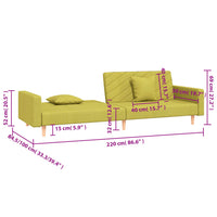 Schlafsofa 2-Sitzer mit 2 Kissen Grün Stoff