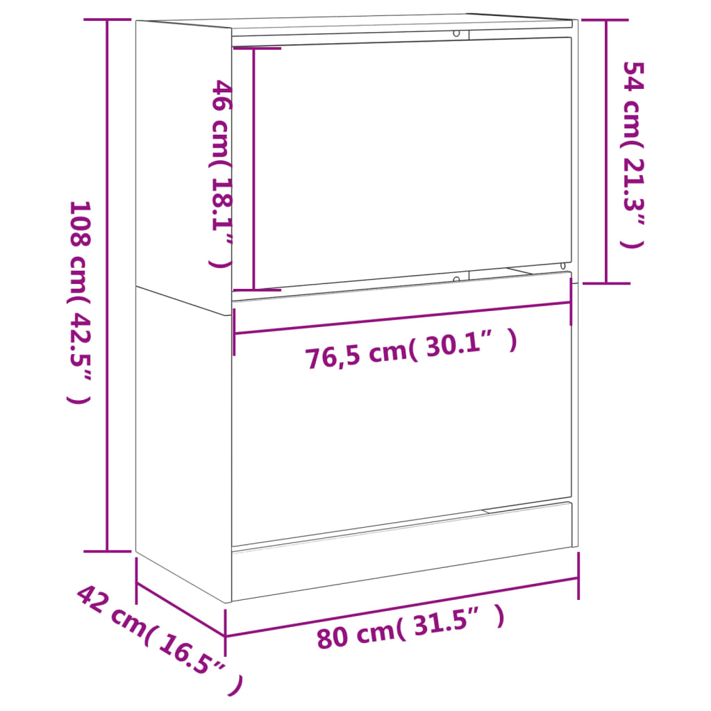 Schuhschrank mit 2 Klappen Weiß 80x42x108 cm