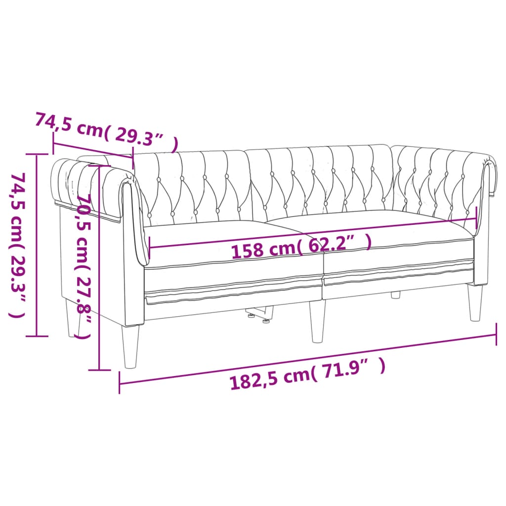 Chesterfield-Sofa 2-Sitzer Taupe Stoff