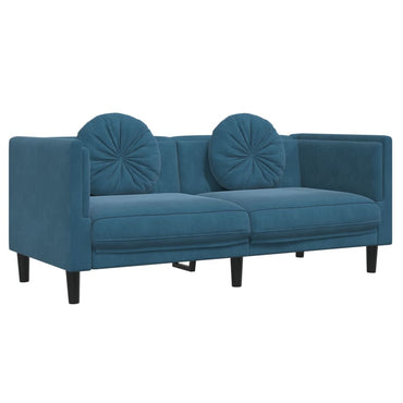 Sofa mit Kissen 2-Sitzer Blau Samt