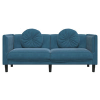 Sofa mit Kissen 2-Sitzer Blau Samt