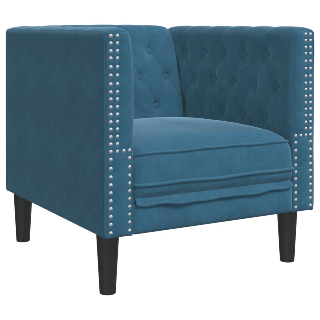 Chesterfield-Sessel Blau Samt